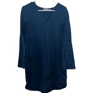 Soft Surroundings Milano 100% Linen Dress Blue Women's Size Medium Beachy‎